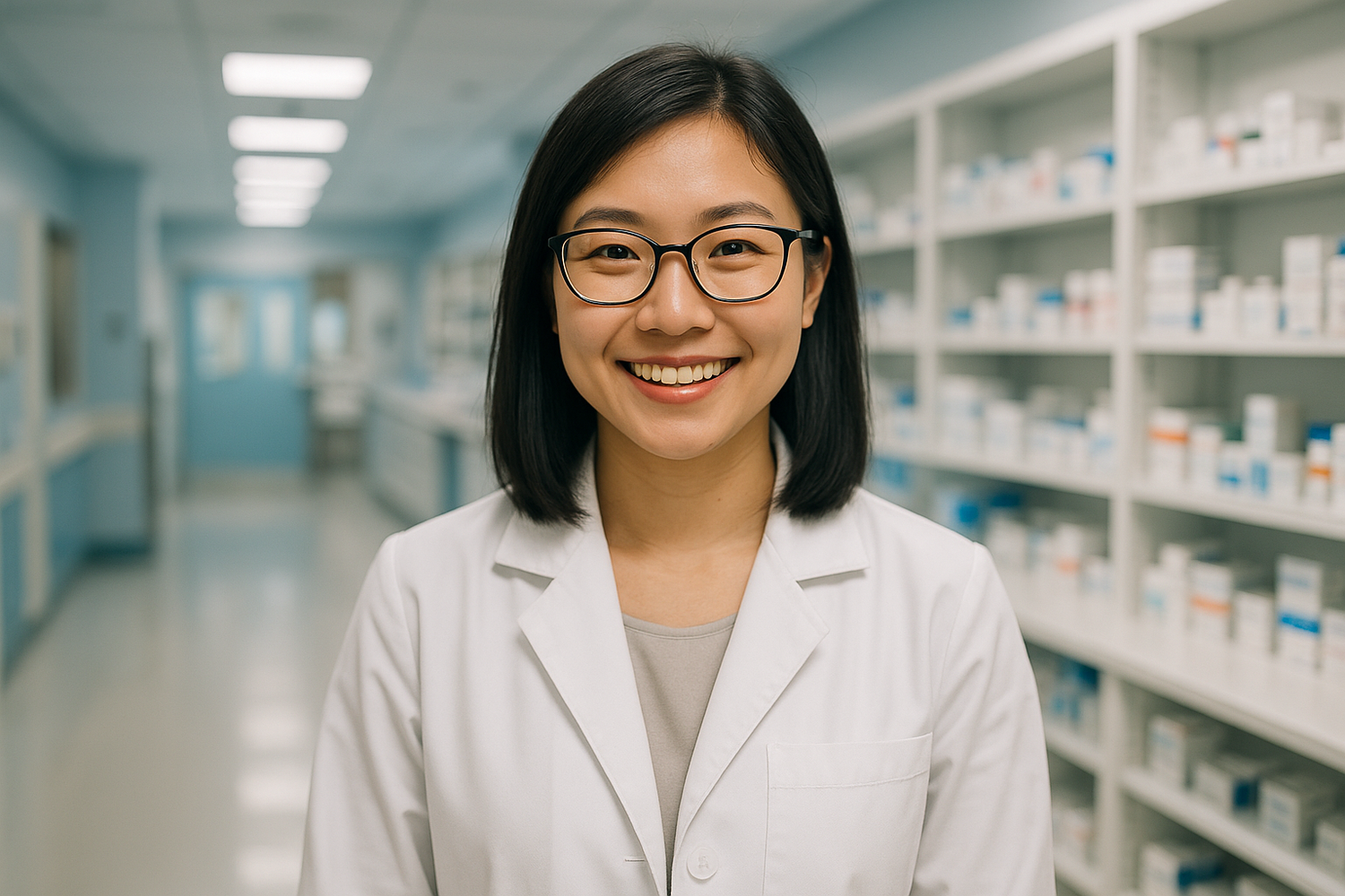 make it a young asian female with glasses